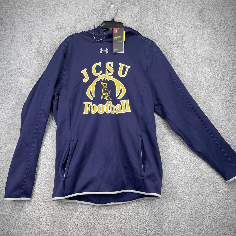 JCSU Football Under Armour Hoodie Mens Large Blue Storm ColdGear Pullover